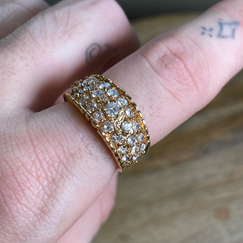 Vintage Deadstock 14KT Gold Filled Ring with Natural Tourmaline Crystals✨